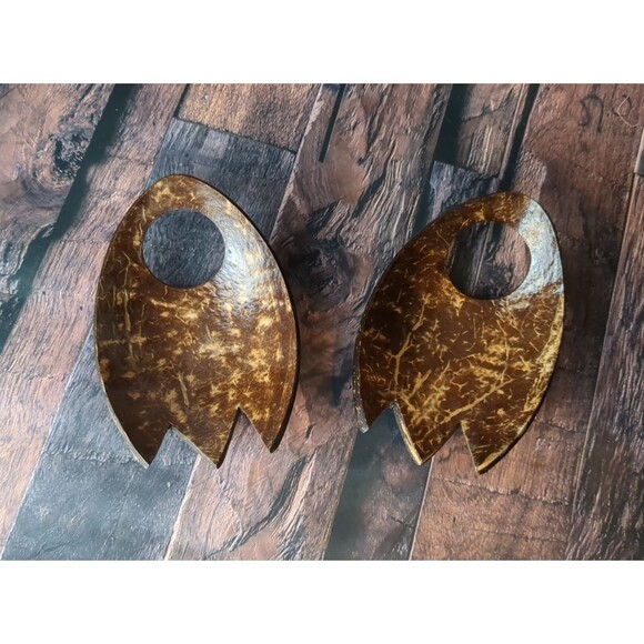 VTG Set of Wood Salad Tongs Mid Century Modern (2 pieces) Hawaiian Inspired - Picture 2 of 7